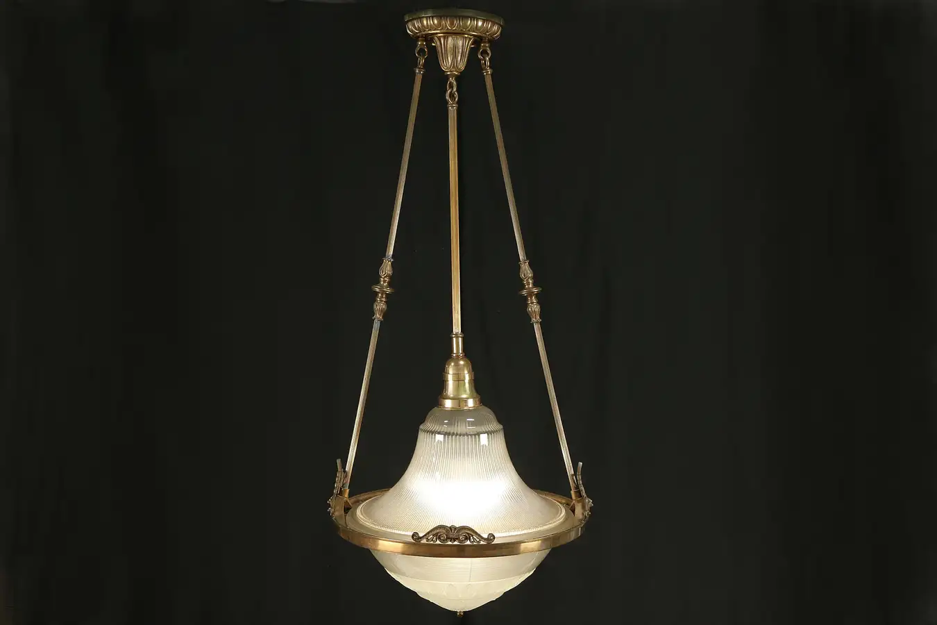 Main image of Bronze Antique Classical Art Deco Chandelier, Halophane Glass Shades