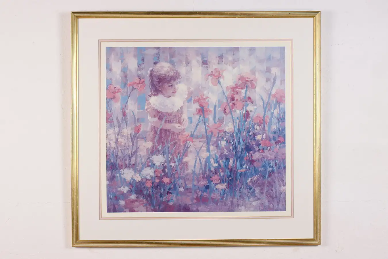 Main image of Girl in Garden Vintage Colored Print Rucker 33.5"
