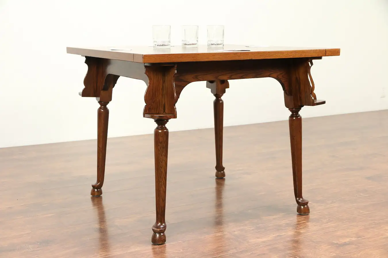 Main image of Tavern or Pub Antique Game Table, Oak Mug Shelves