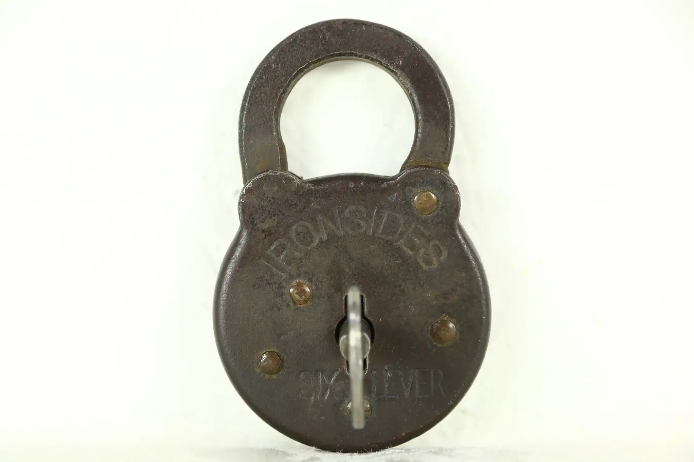 Main image of Ironsides Signed Antique 1900's Padlock & Key