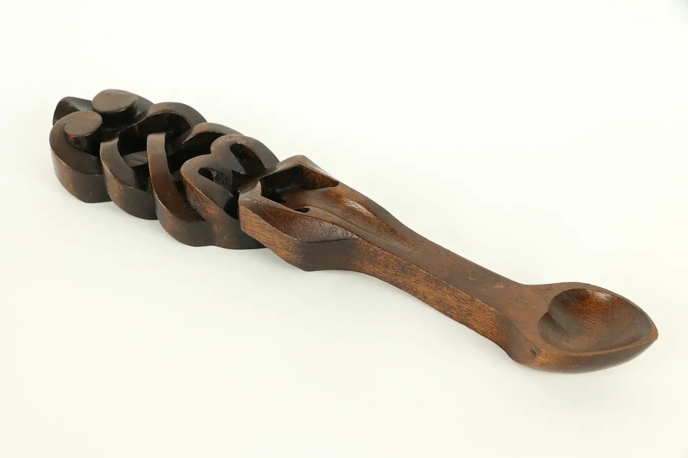 Main image of Welsh Hand Carved Mahogany Traditional Wedding Spoon, Heart & Chain