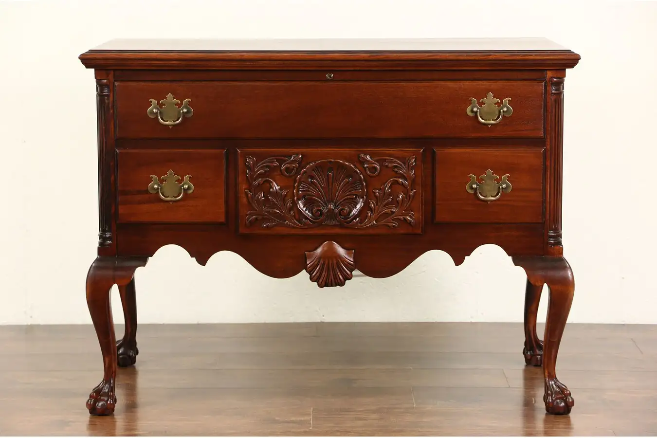 Main image of Mahogany 1940 Vintage Georgian Style Cedar Lined Trunk or Blanket Chest