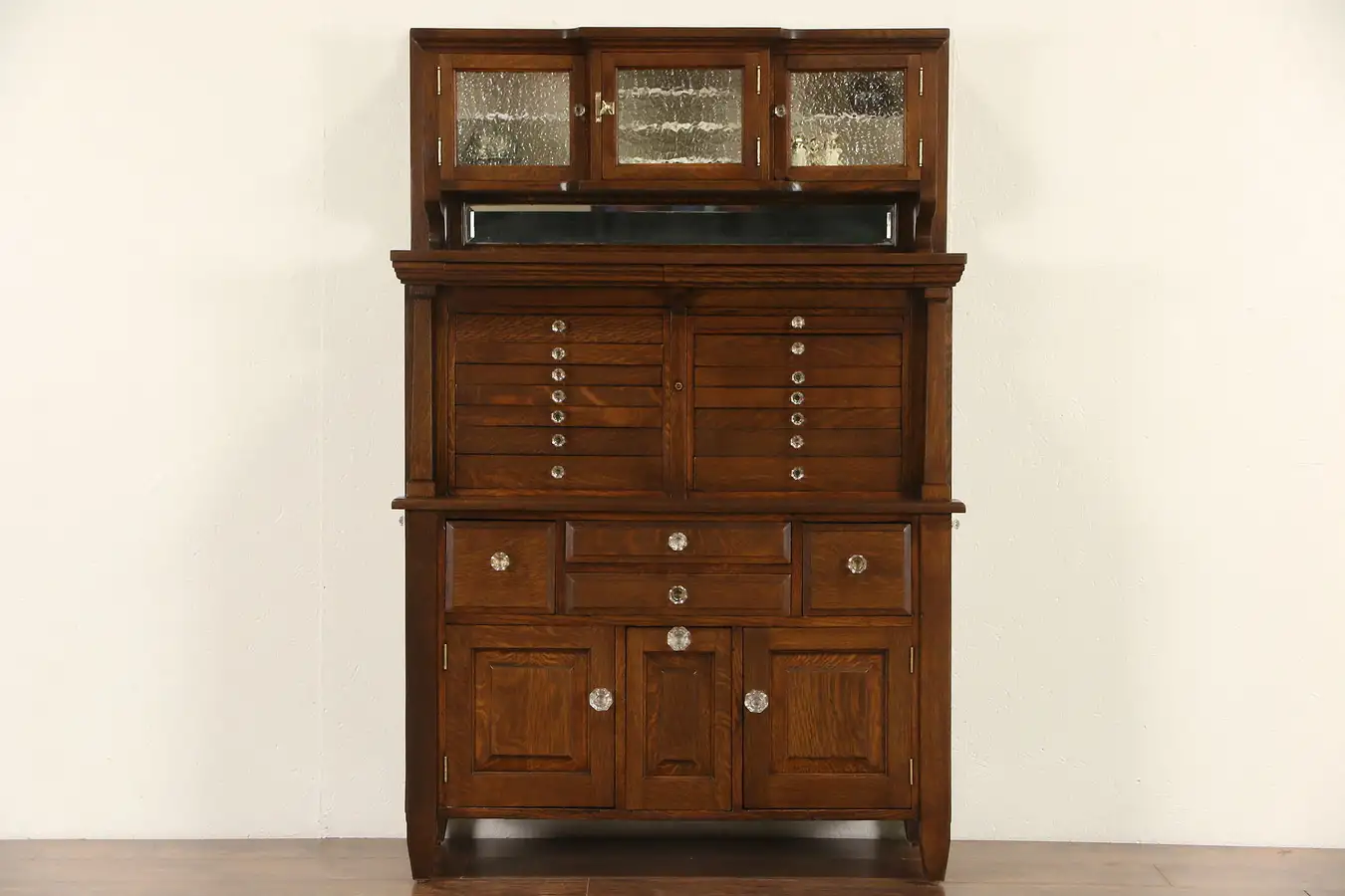 Main image of Oak Dentist 1913 Antique Dental Cabinet Jewelry or Collector Chest, 17 Drawers