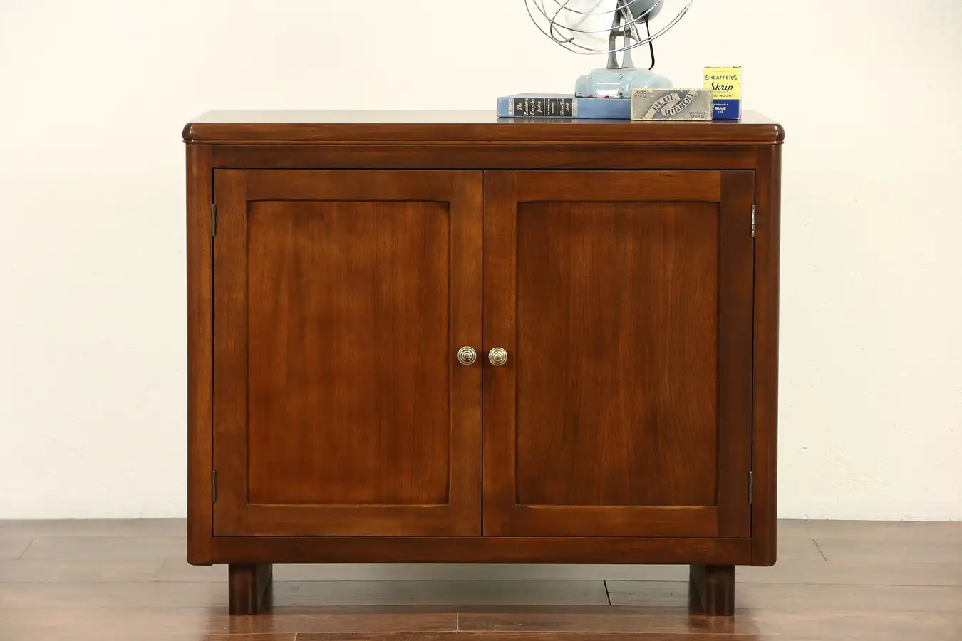 Main image of Midcentury Modern 1960 Vintage Walnut Library or Office Cabinet, Panel Doors