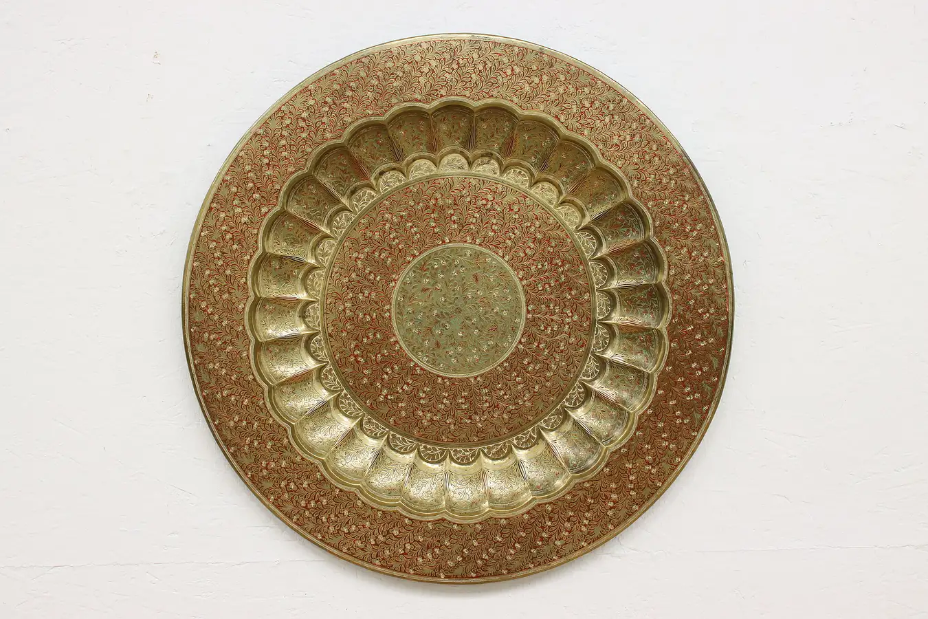 Main image of Brass Banquet Serving Tray or Table Top Enamel India 27"