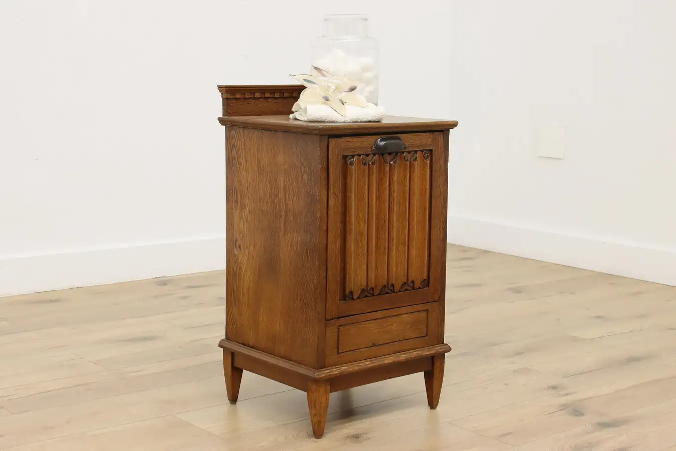 Main image of English Tudor Antique Oak Coal Hod Scuttle Bin Waste Basket