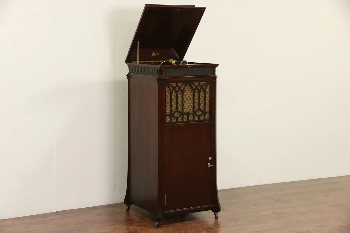 Main image of Edison Antique C250 Diamond Disc Mahogany Phonograph, 2 Heads & Records