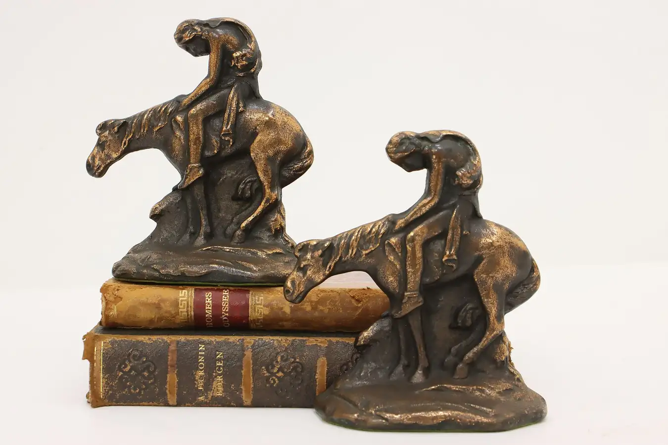 Main image of Pair of End of the Trail Antique Cast Iron Bookends, Howell