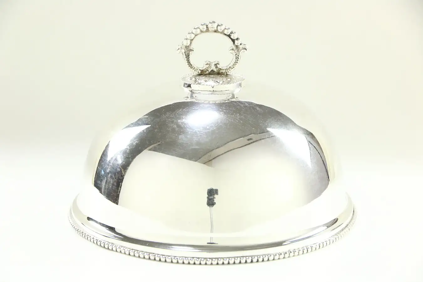 Main image of Silverplate Antique Plate Size Serving Dome Beaded Edge