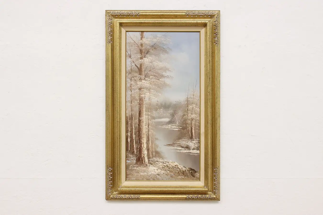 Main image of Snowy River Vintage Original Oil Painting Antonio 30.5"