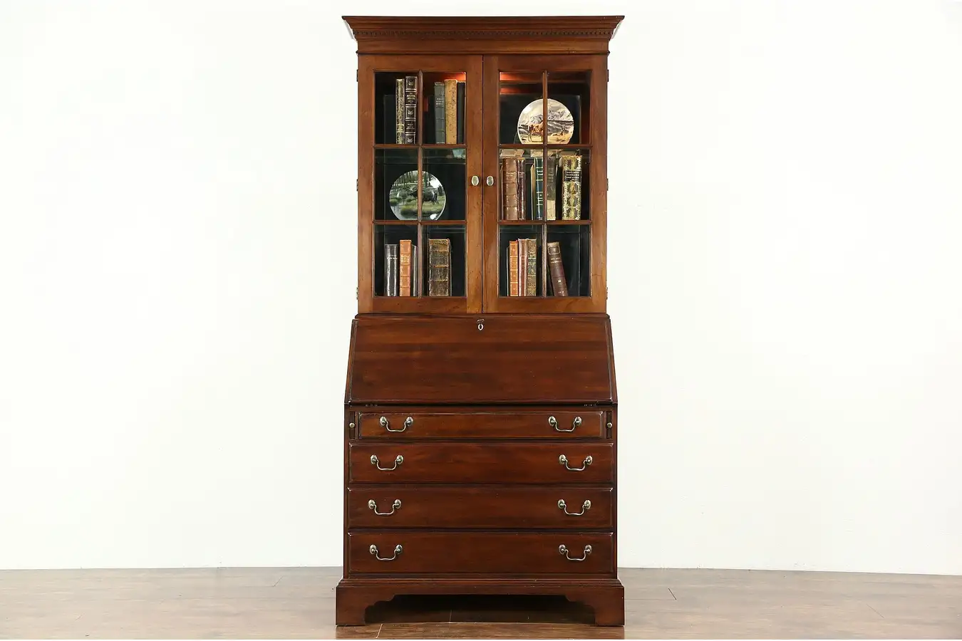 Main image of Traditional Vintage Mahogany Secretary Desk & Bookcase, American of Martinsville
