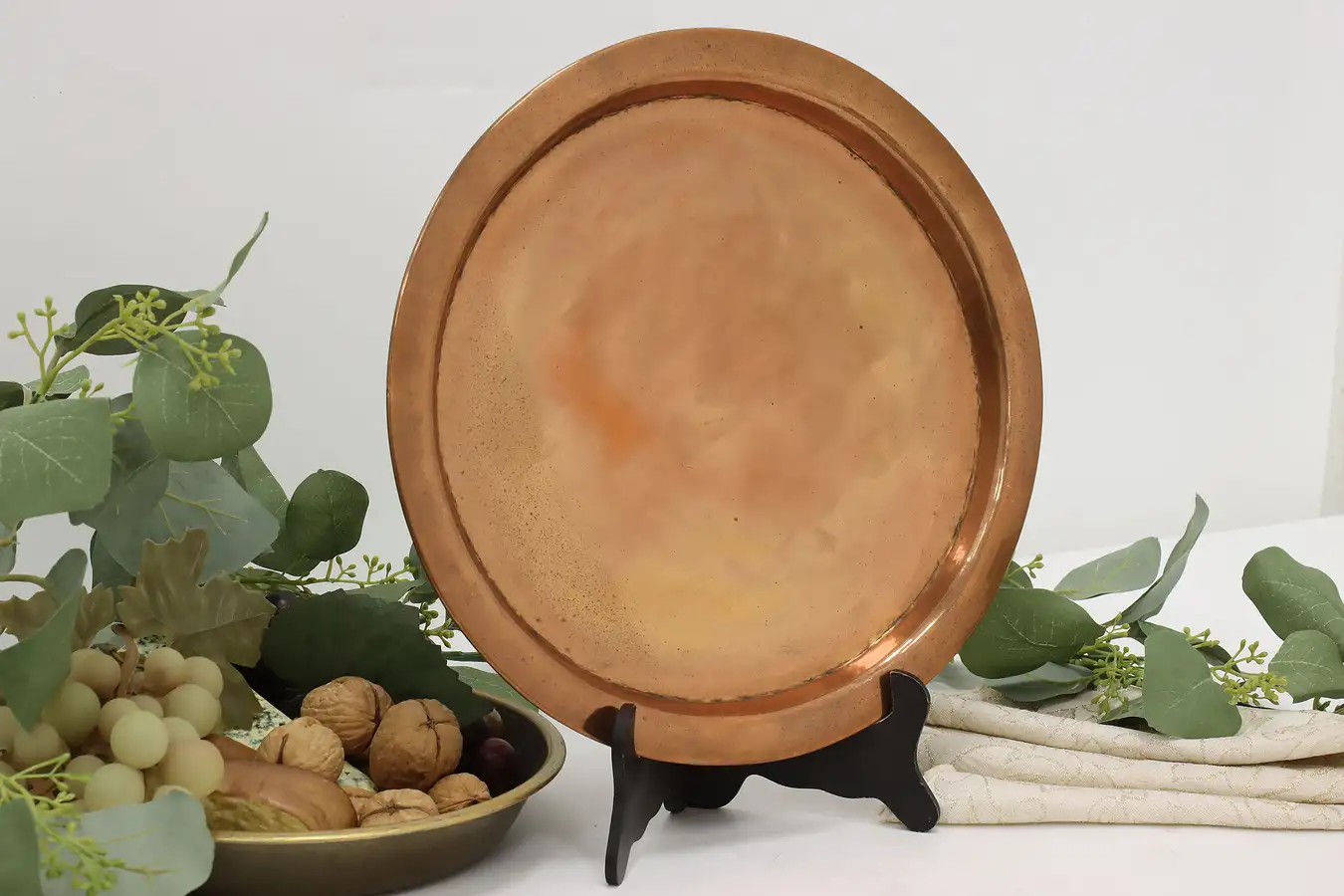 Main image of Persian Antique Hammered Copper Drinks Serving Tray, Platter