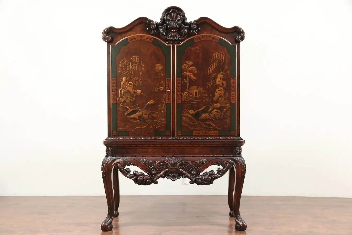 Main image of Renaissance Antique Bar, China or Hall Cabinet, Chinese Painting