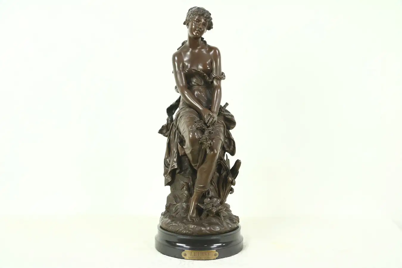 Main image of Bronze Antique Sculpture La Reve or The Dream, Signed Hip. Moreau