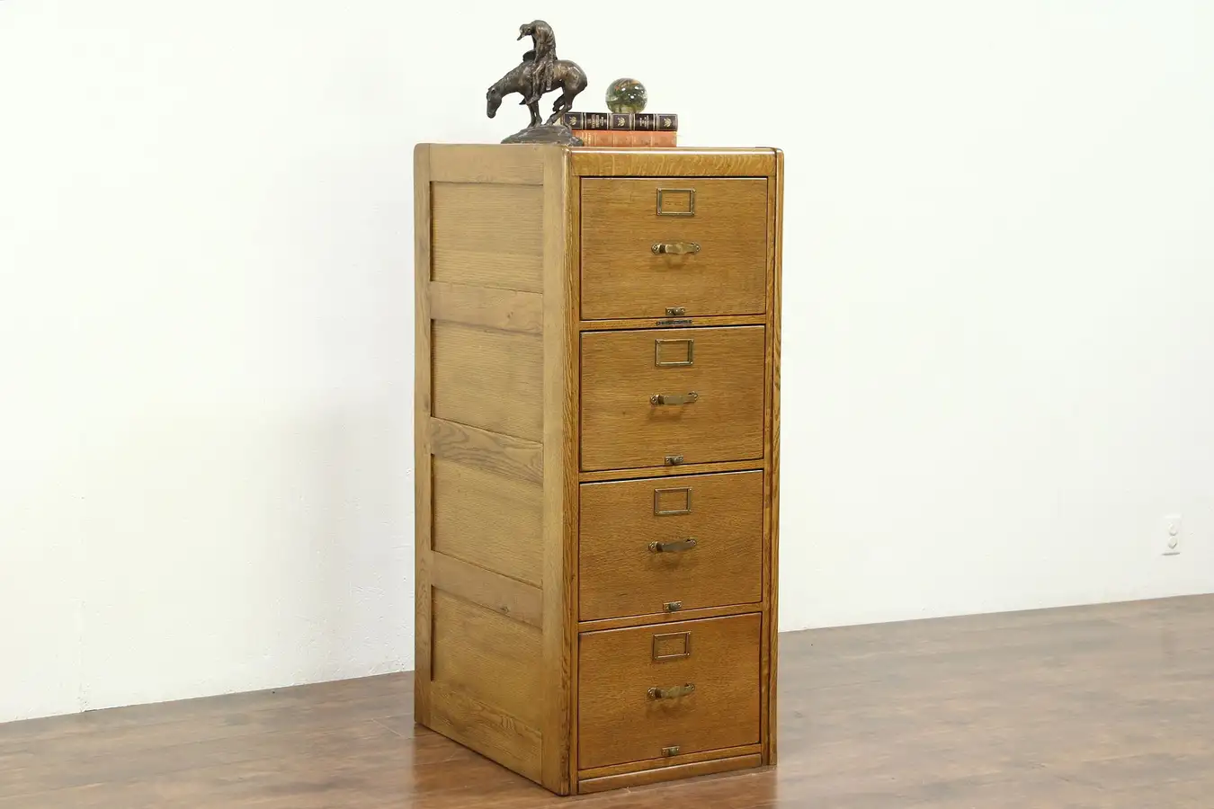 Main image of Oak 4 Drawer Antique 1920 Legal File Cabinet, Library Bureau