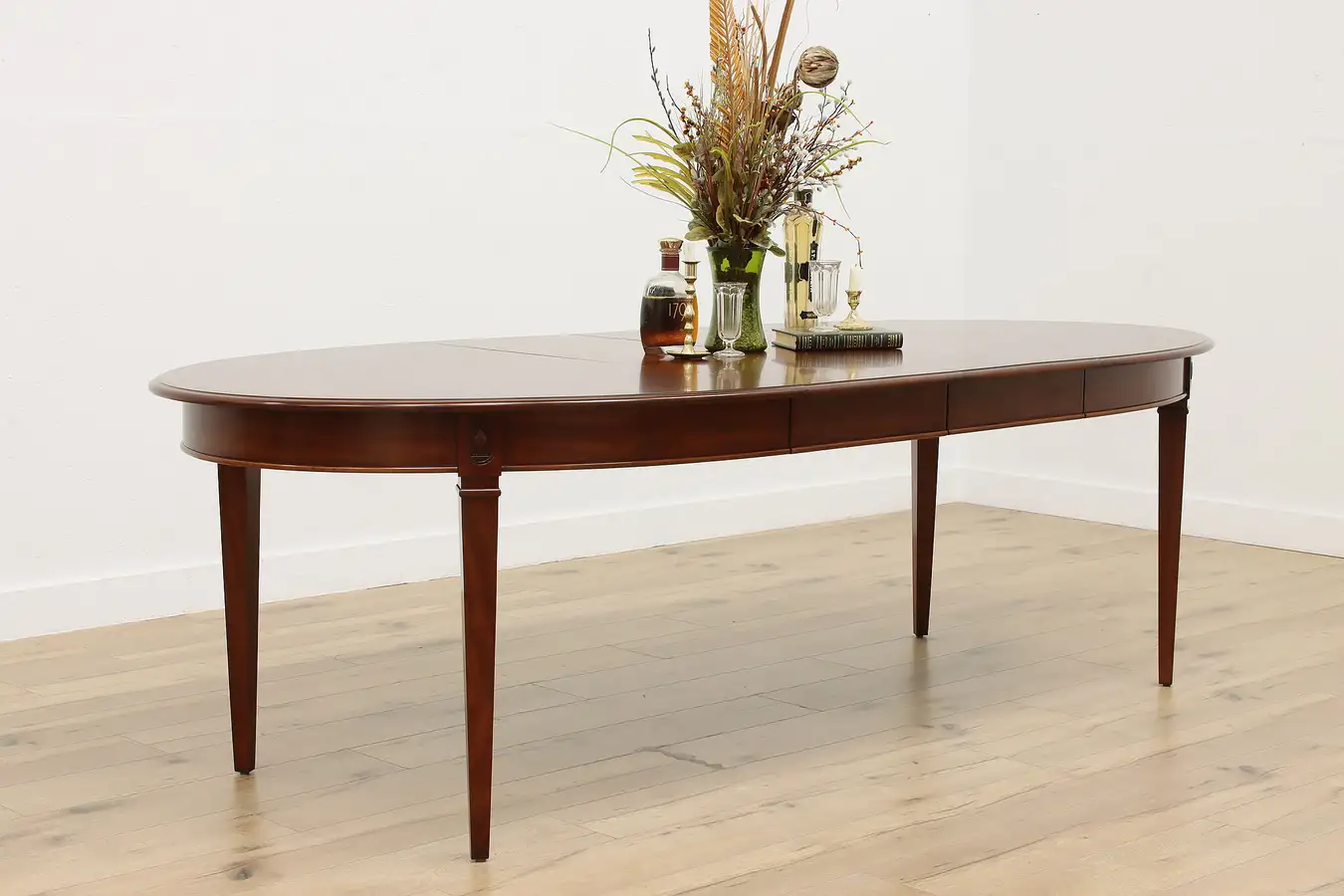 Main image of Oval Cherry Dining Table 2 Leaves, Extends 101" Harden