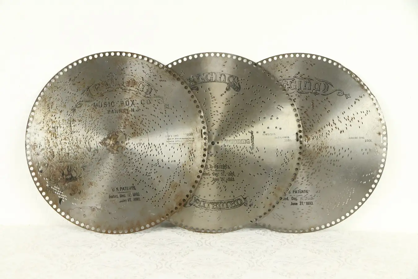 Main image of Regina Music Box Group of 3 Antique 15 1/2" Disks Dixie Land & More