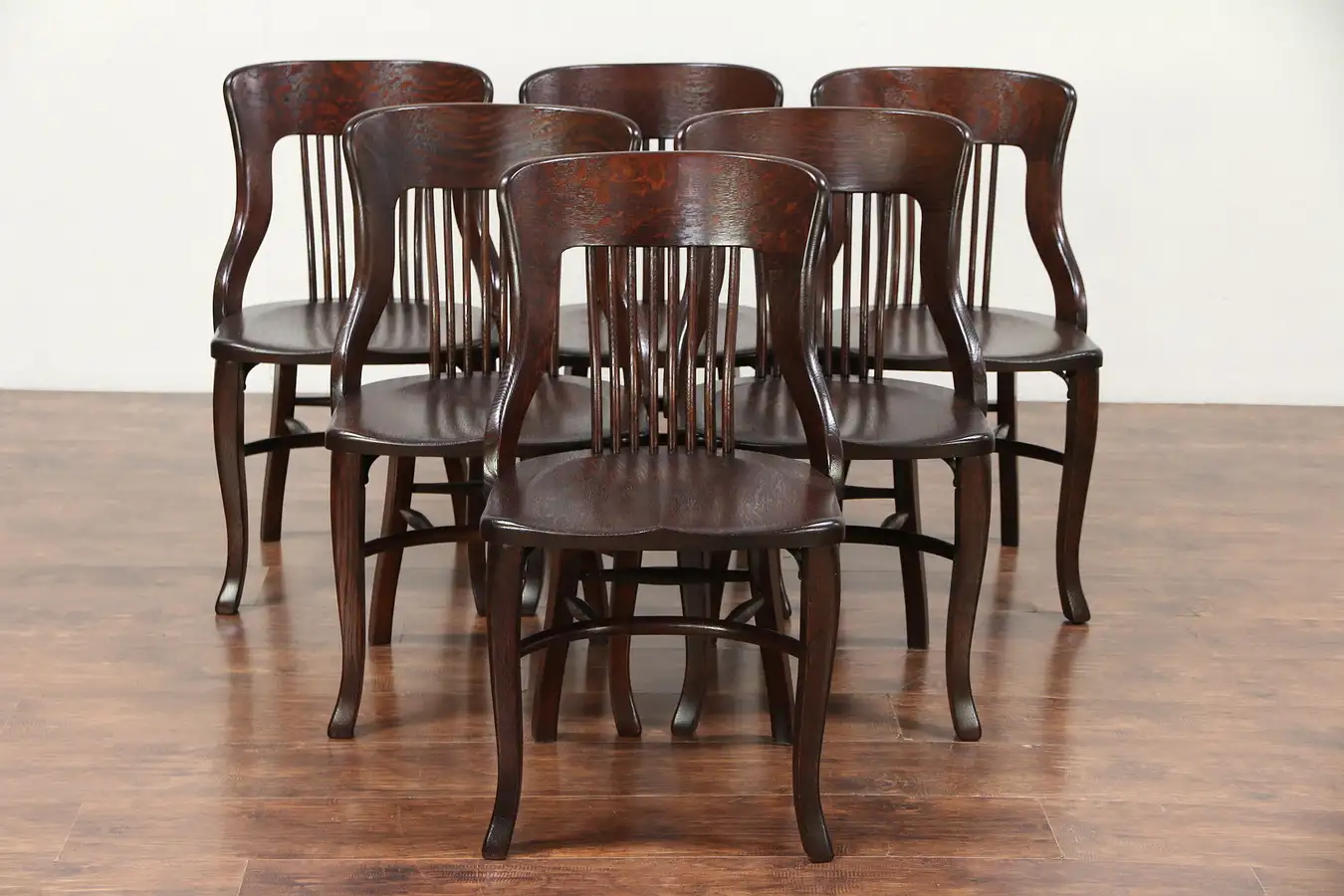 Main image of Set of 6 Antique Quarter Sawn Oak Dining Chairs Heywood Wakefield Chicago