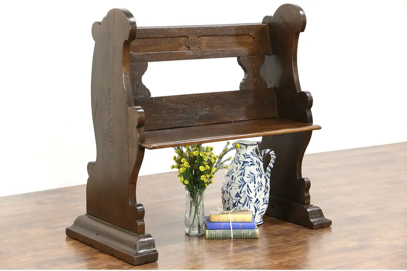 Main image of Oak late 1700's Antique Carved German Pew or Hall Bench