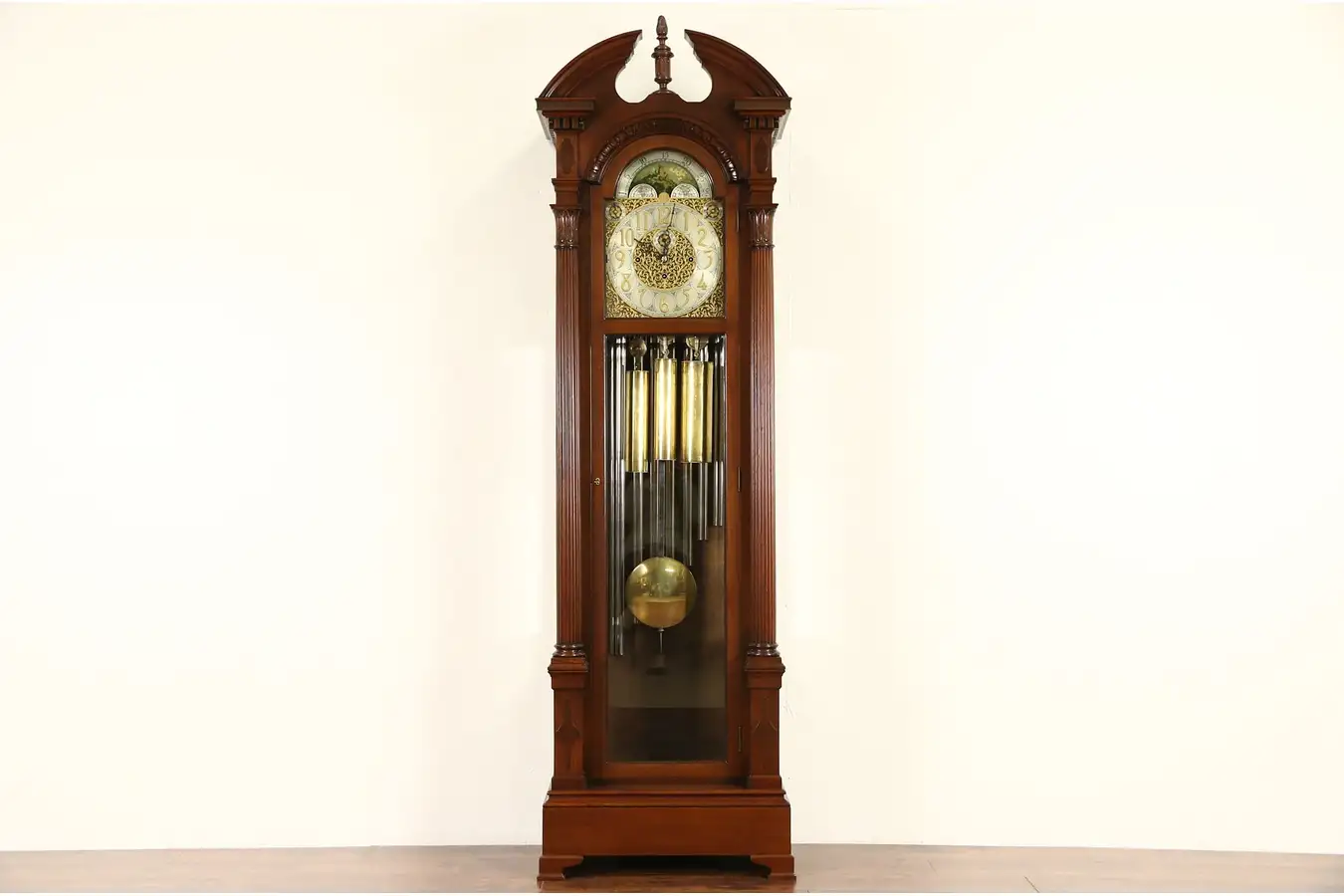 Main image of Colonial 1919 Pat. Long Case Grandfather Clock, Westminster 9 Tube Chime