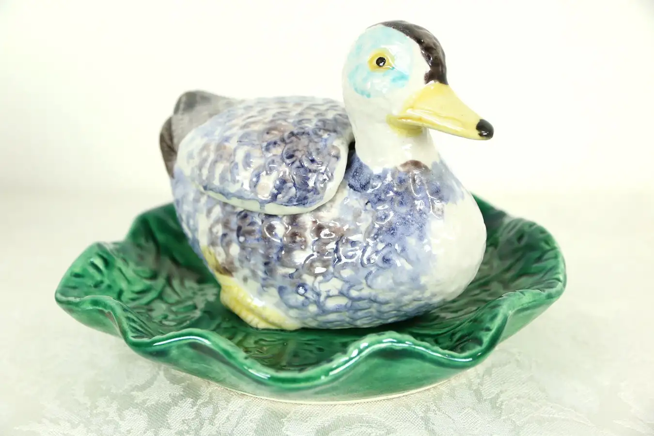Main image of Majolica Duck on Leaf Serving Dish, Signature