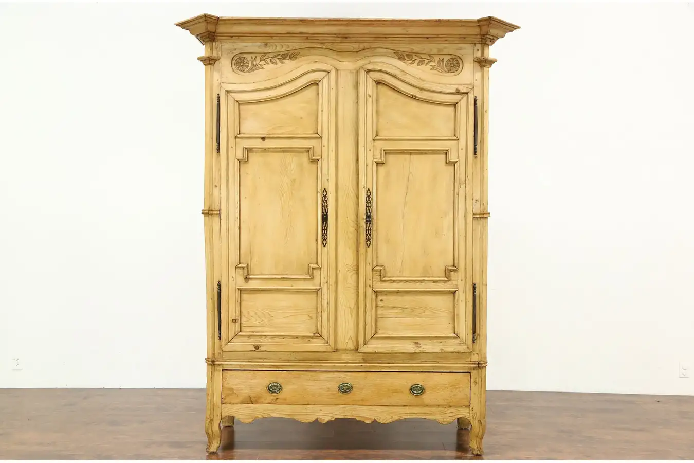 Main image of Country Pine Carved French Provincial Antique 1870 Armoire or Wardrobe