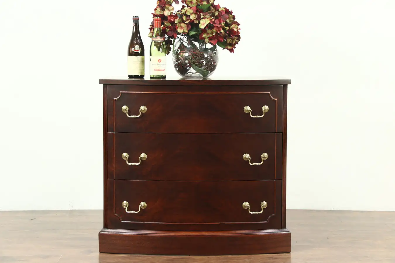 Main image of Traditional Bowfront Vintage Mahogany Linen Chest or Dresser