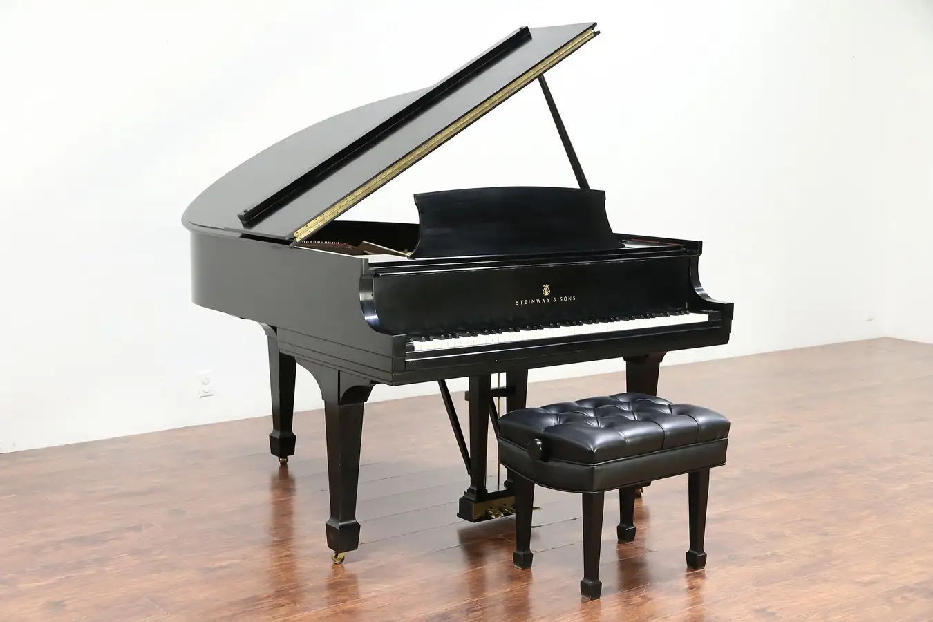 Main image of Steinway 1963 Model S Ebony Vintage Grand Piano, Professional Bench