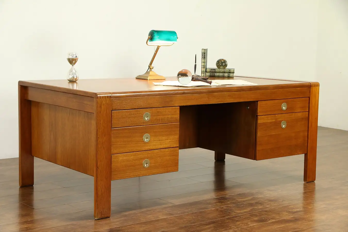 Main image of Midcentury Modern Teak Scandinavian Vintage Executive or Library Desk