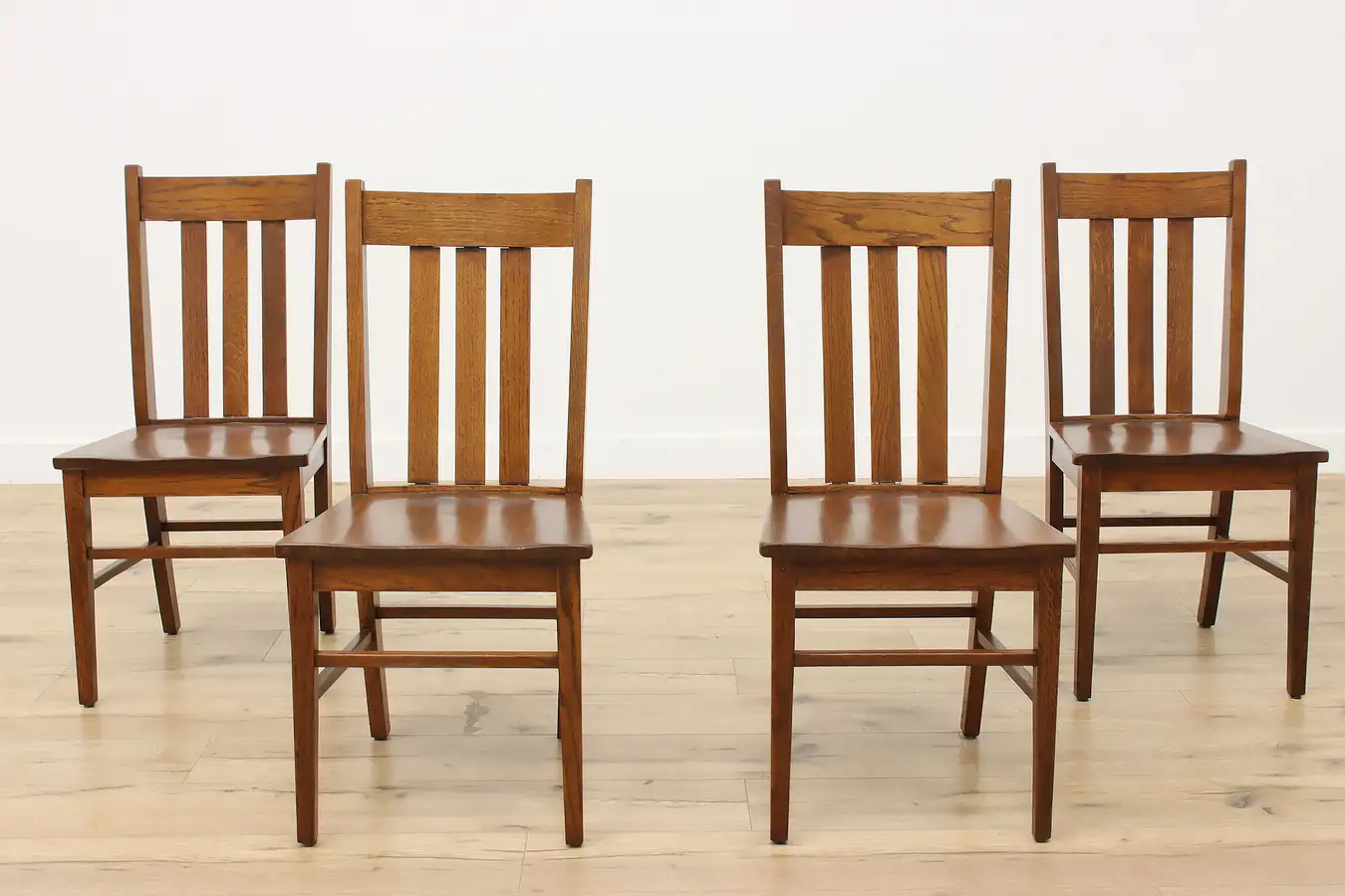 Main image of Set of 4 Craftsman Antique Mission Oak Dining chairs, Lewis
