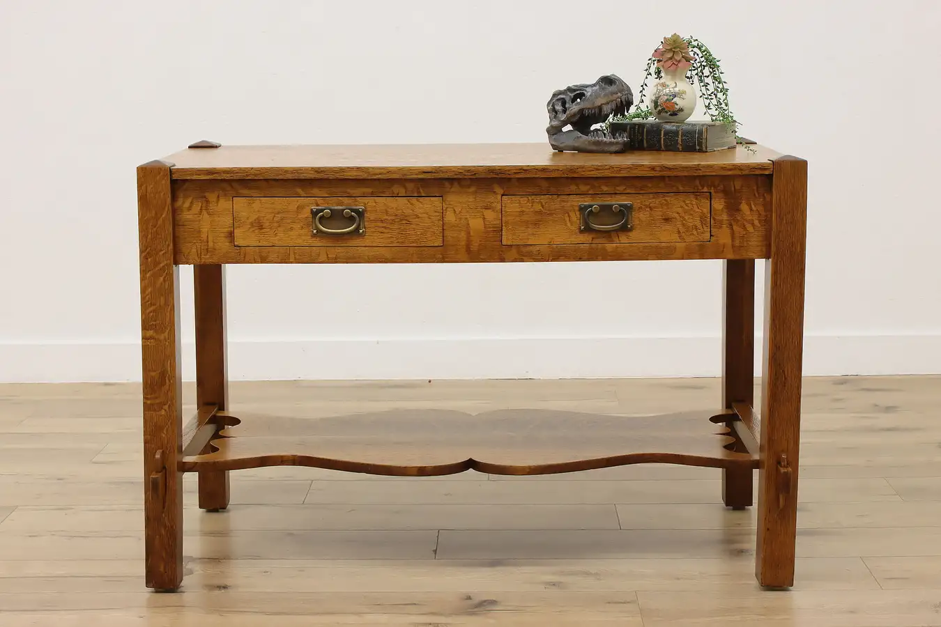 Main image of Arts & Crafts Antique Oak Craftsman Library Table Desk