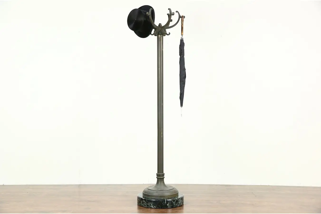 Main image of Marble & Bronze Antique 1900 Hat Tree, Costumer or Coat Rack