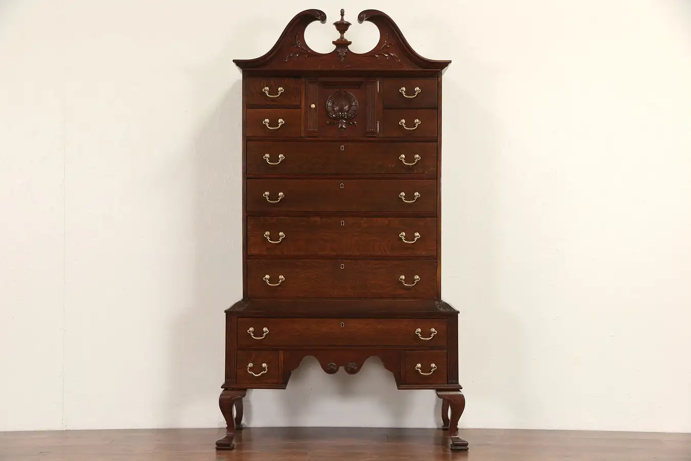 Main image of Oak Highboy 1900 Antique Tall Chest on Chest