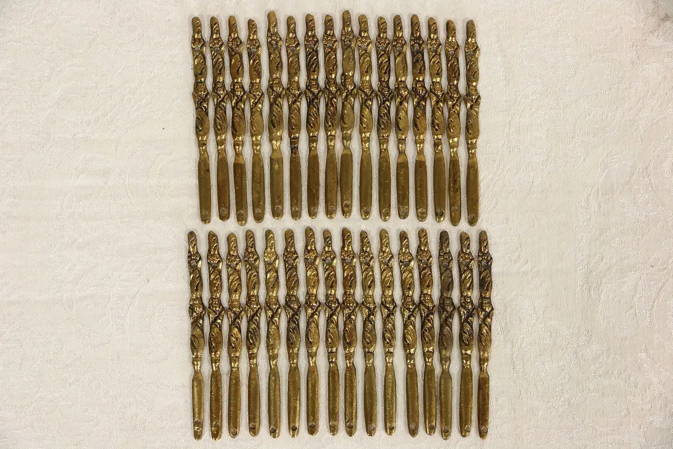 Main image of Set of 32 Cast Brass Gold Plated 1930's Spanish 3 7/8" Mounts