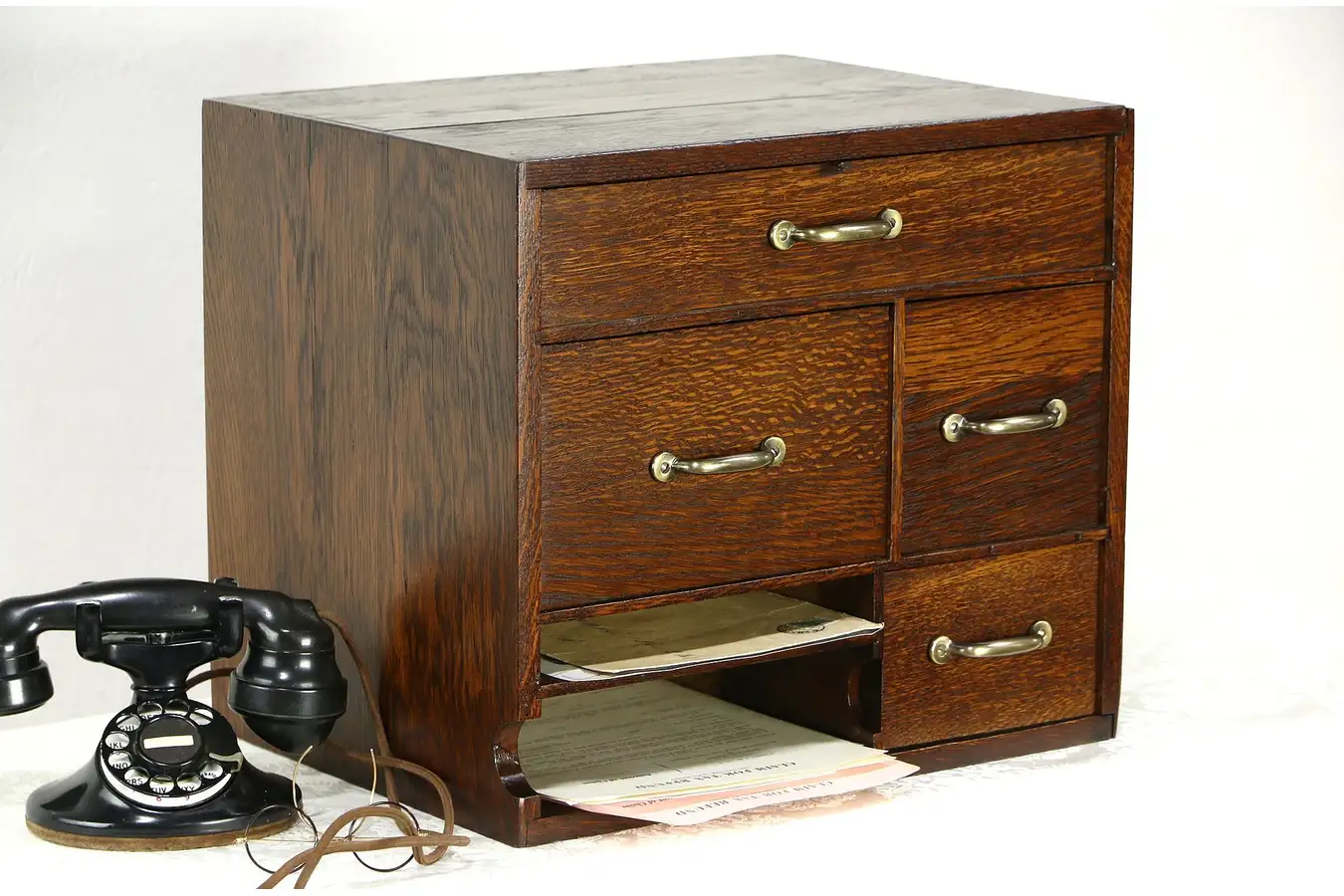 Main image of Oak 1900 Antique Desktop File, Signed Ohmer of Dayton