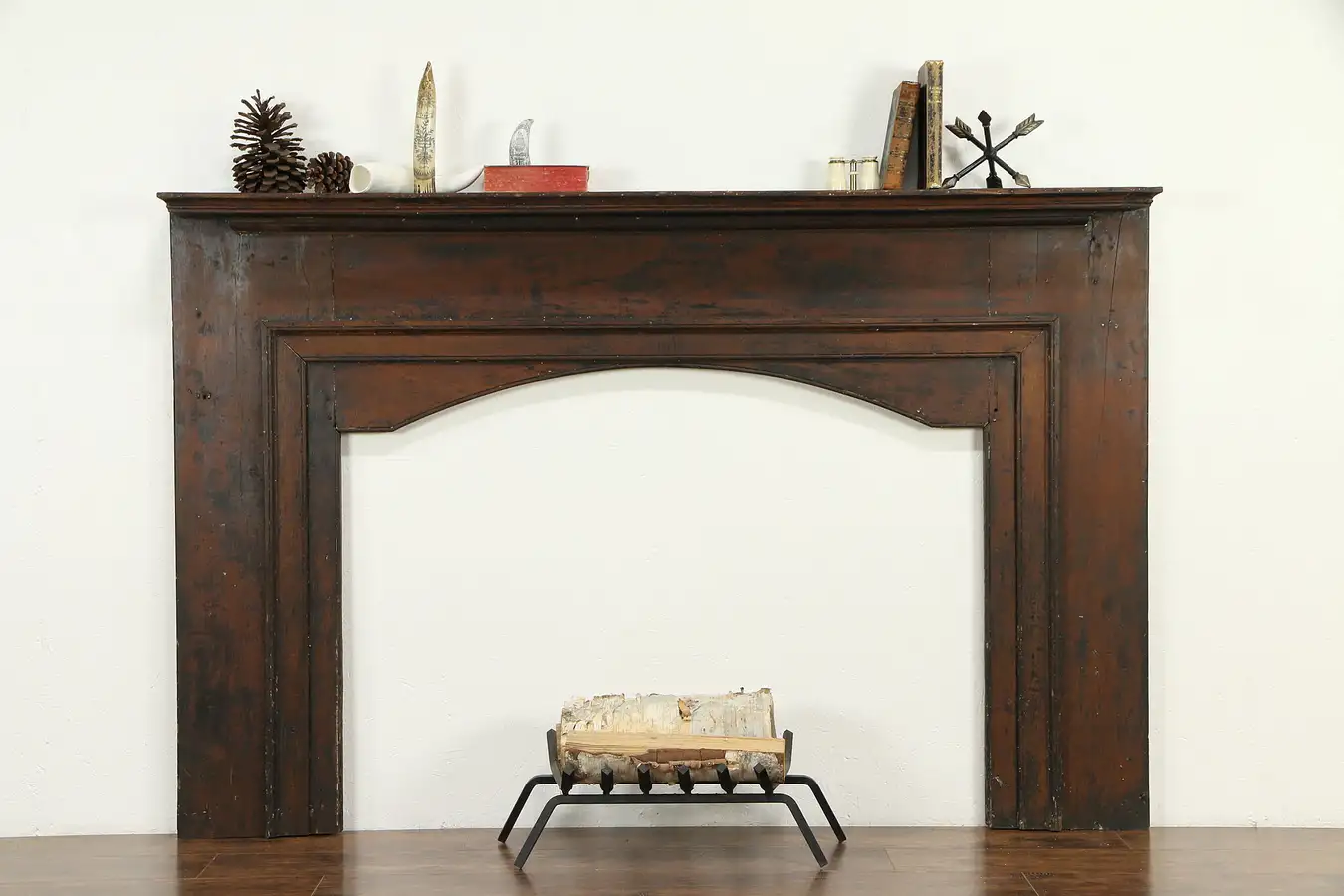 Main image of Architectural Salvage Antique Primitive Pine and Cherry Fireplace Mantel