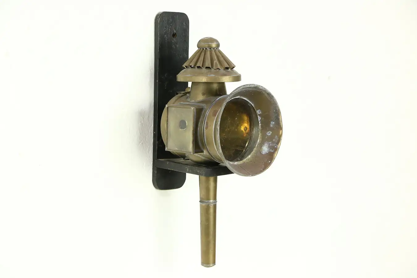 Main image of Brass Coach or Carriage Lantern, Wooden Stand