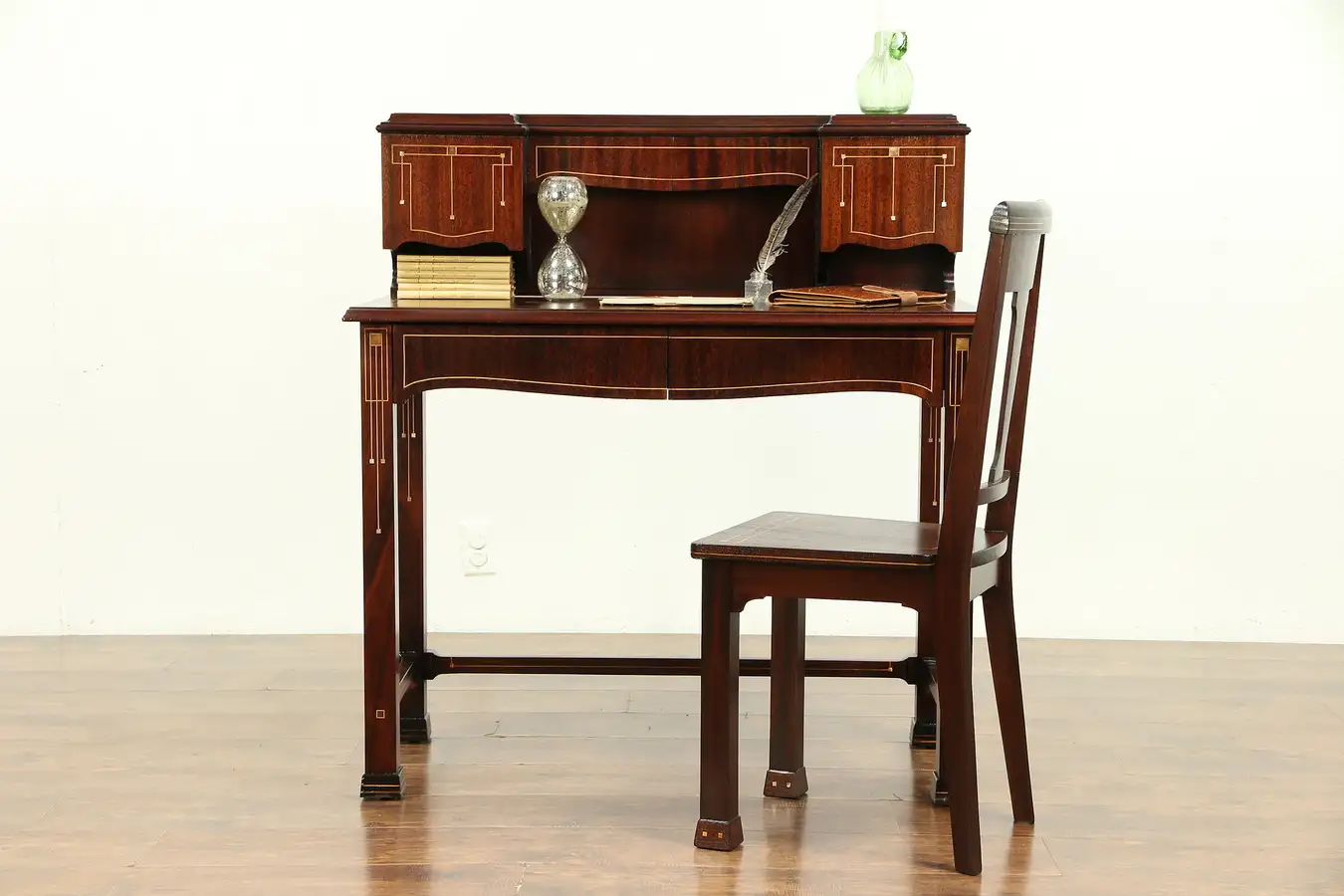 Main image of Art Nouveau & Deco Antique Austrian Desk & Chair Set, Pearl Inlay