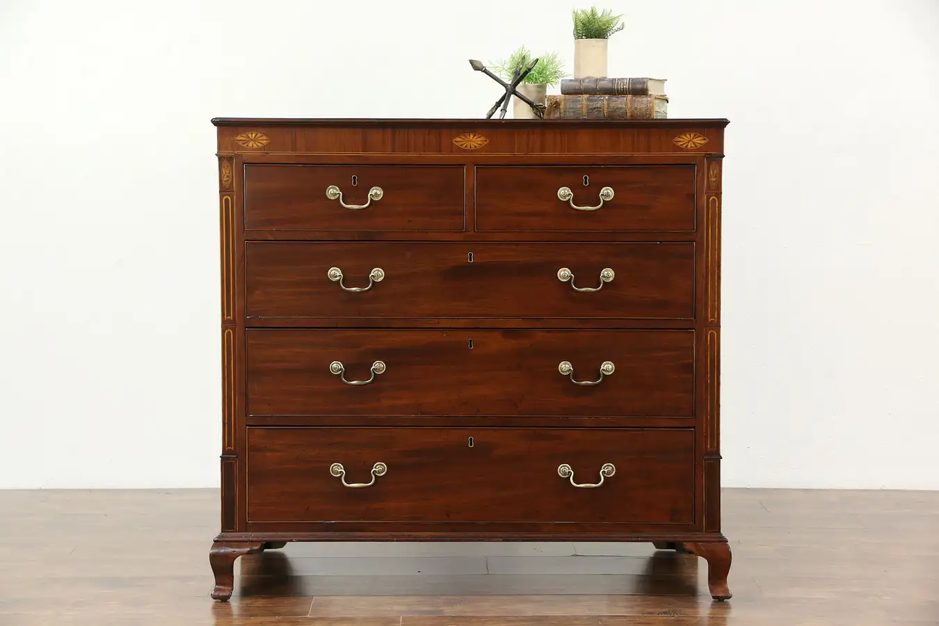 Main image of Mahogany & Marquetry Antique 1860 Hall Chest or Dresser, England