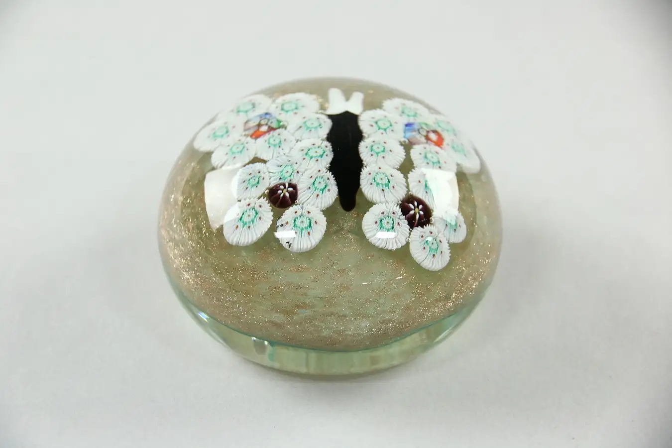 Main image of Paperweight, Italian Millefiori Goldstone & Butterfly