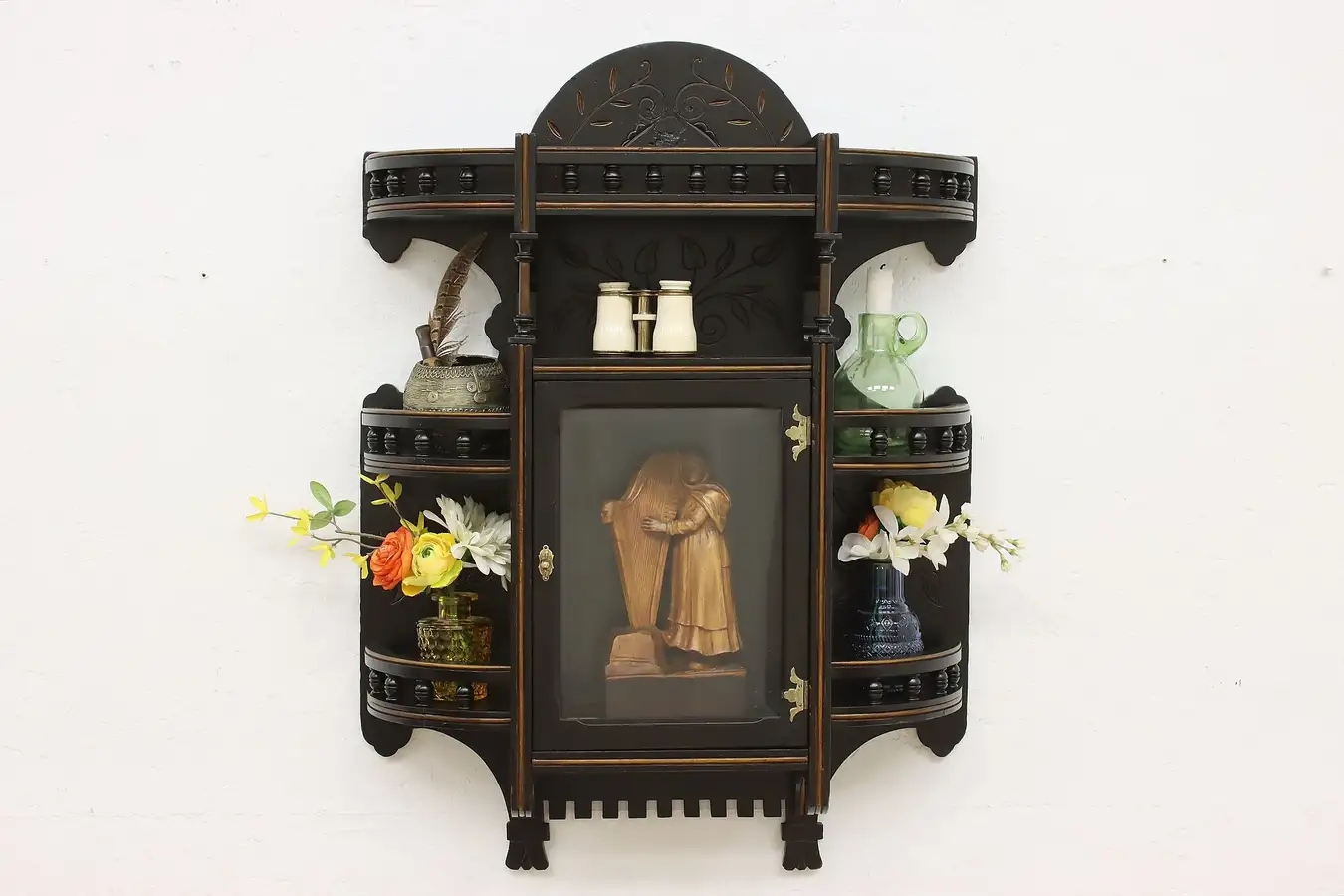 Main image of Victorian Eastlake Ebonized Wall Curio or Jewelry Cabinet