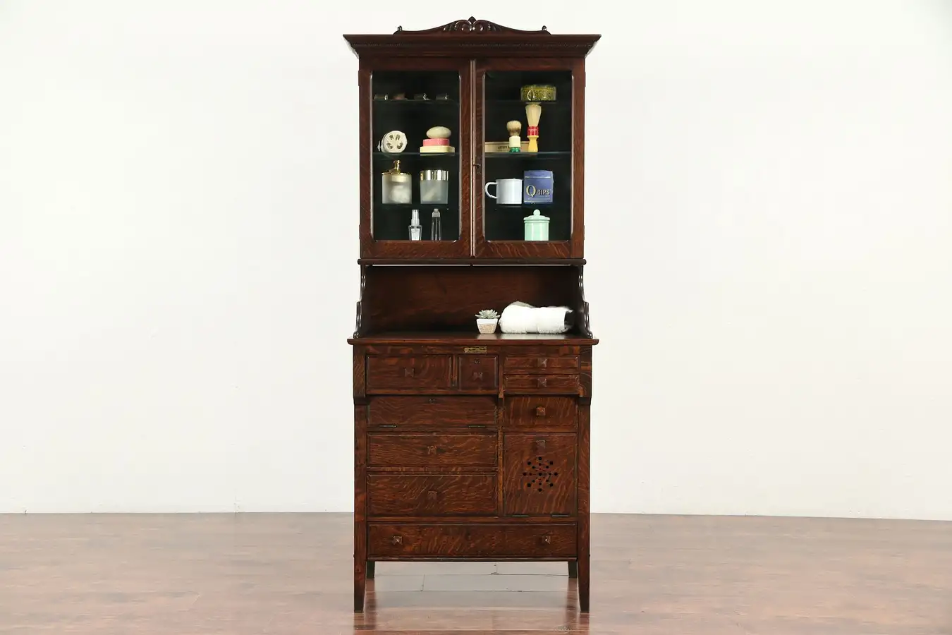 Main image of Doctor or Physician Antique Oak Medical, Collector or Bath Cabinet