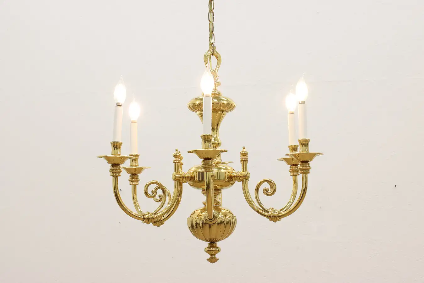 Main image of Georgian Traditional Brass 6 Arm Vintage Brass Chandelier