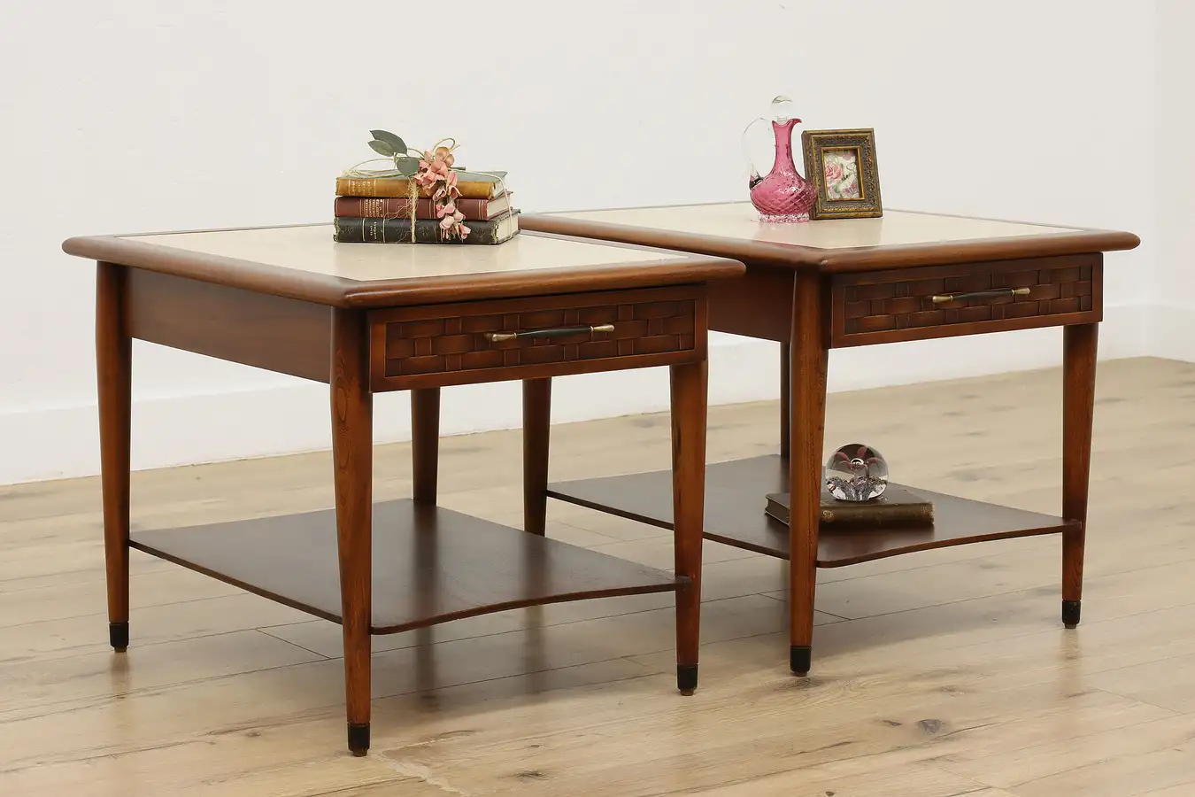 Main image of Pair of Midcentury Modern 60s Marble End Tables Nightstands