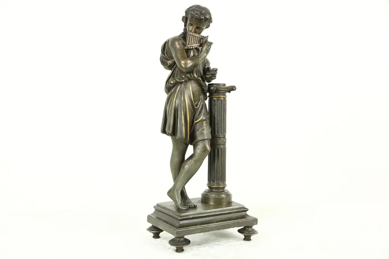 Main image of Panflute Player, Antique 1890 Classical Statue