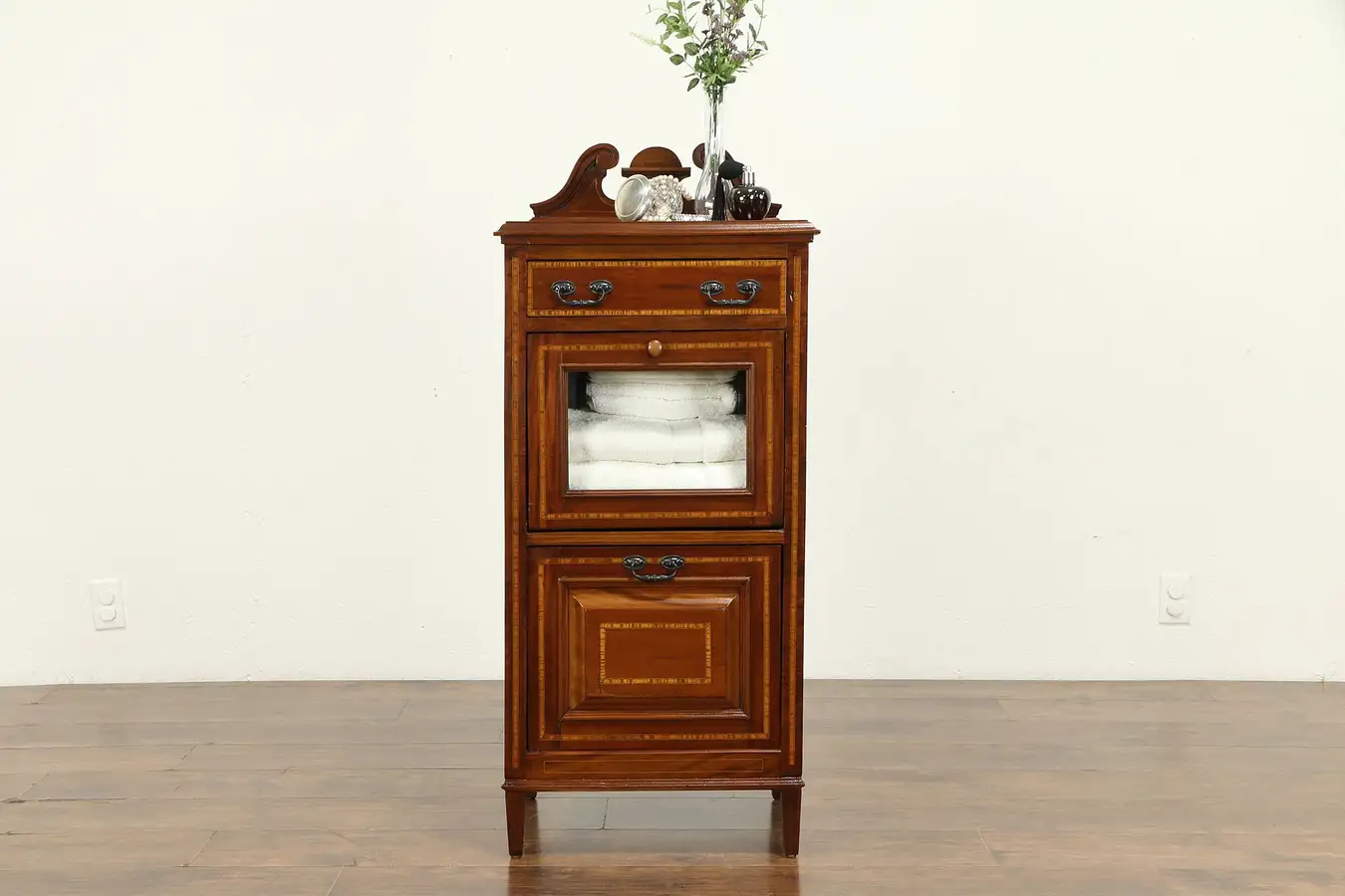 Main image of English Antique Victorian Mahogany Barber Shop or Bath Cabinet