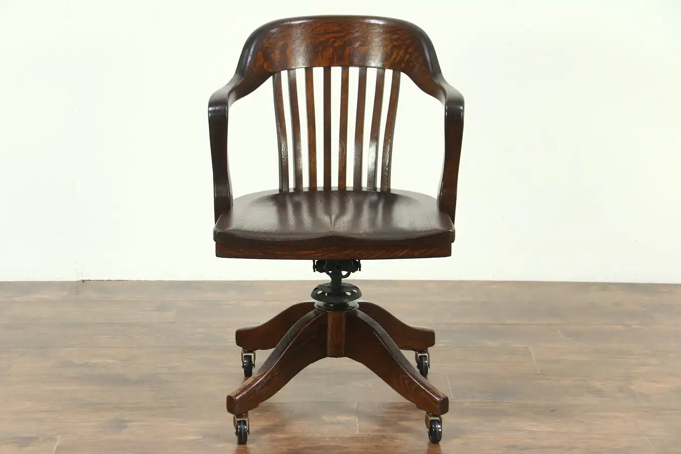 Main image of Oak Quarter Sawn Antique 1915 Swivel Adjustable Desk Chair