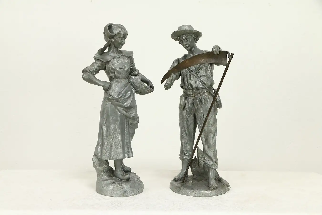 Main image of Pair of French Sculptures, Return from Market & Harvester, Skinsburger