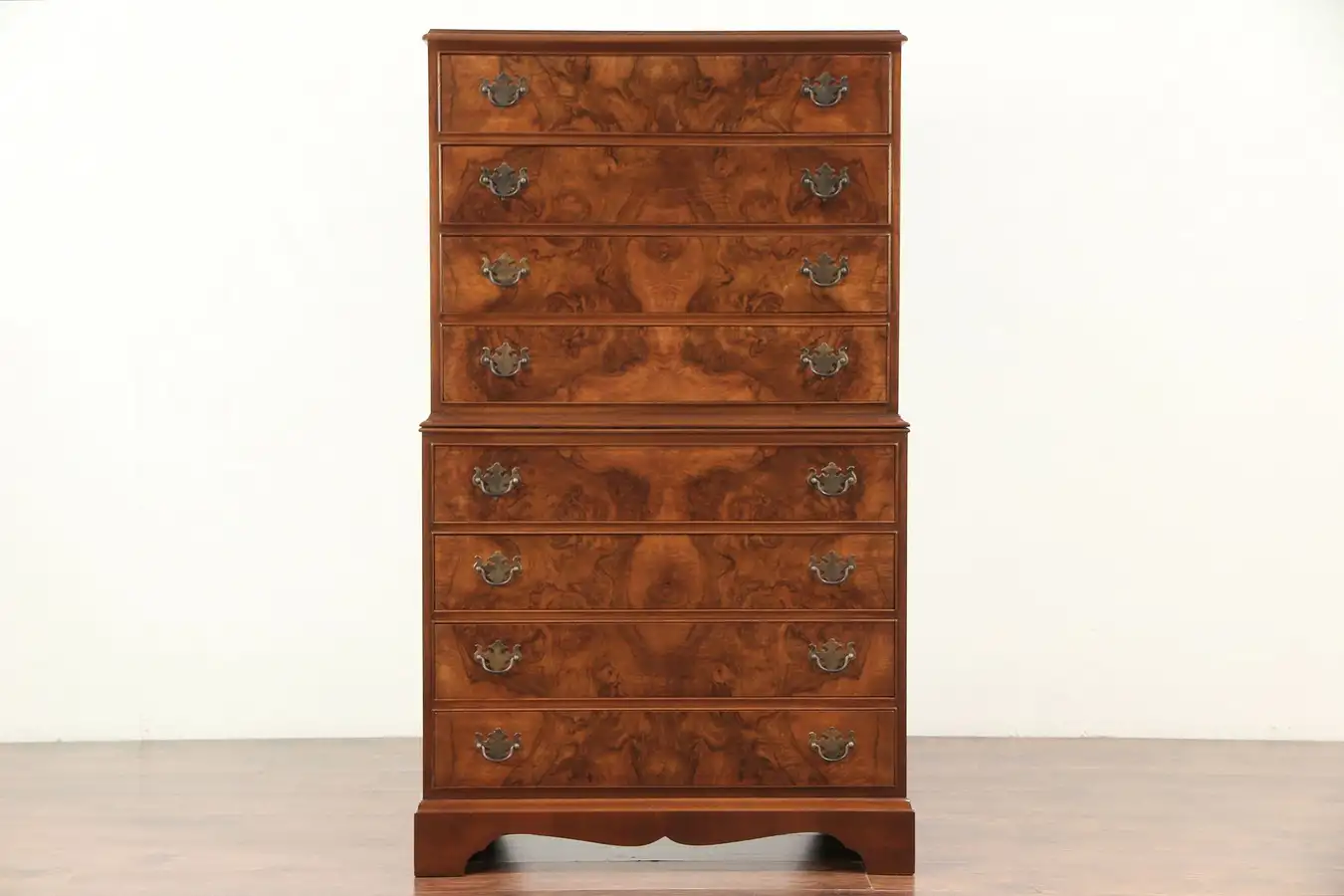Main image of Tall Chest on Chest or Vintage Highboy, Walnut & Burl, England
