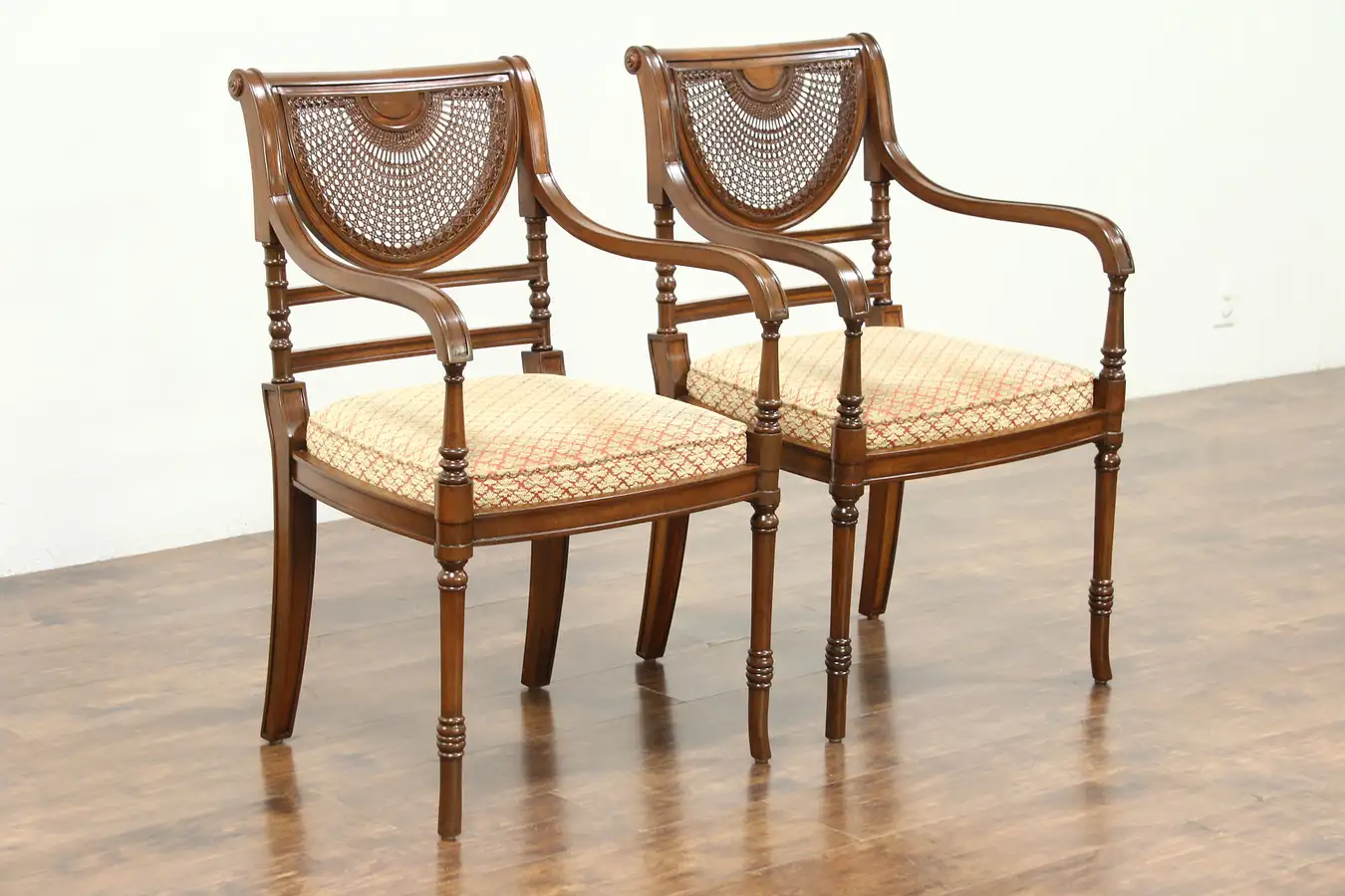 Main image of Pair of Regency Style Vintage Carved Mahogany Chairs
